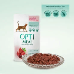 OPTIMEAL Cat Adult & Senior Veal & Cranberry In Gravy Våtfôr Til Katt 12 X 85 G -DYREKASSEN Salg 1587629300